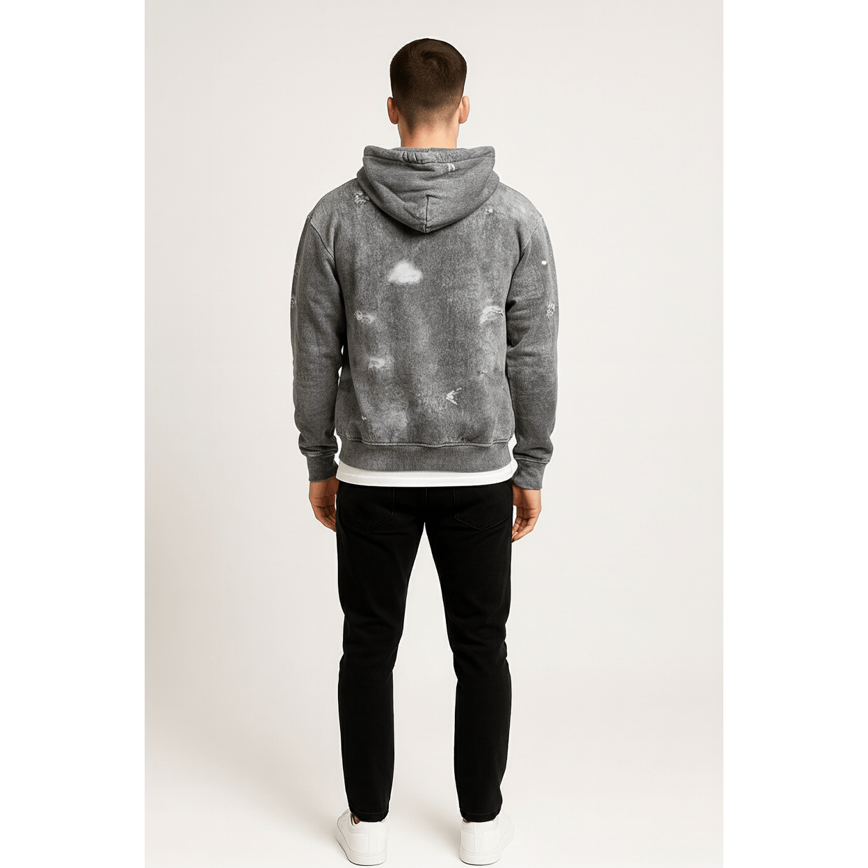 Distressed Long Sleeve Hoodie – Oversized Streetwear Pullover - DYNIM