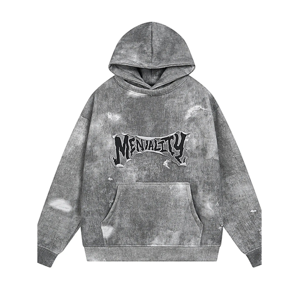 Distressed Long Sleeve Hoodie – Oversized Streetwear Pullover - DYNIM
