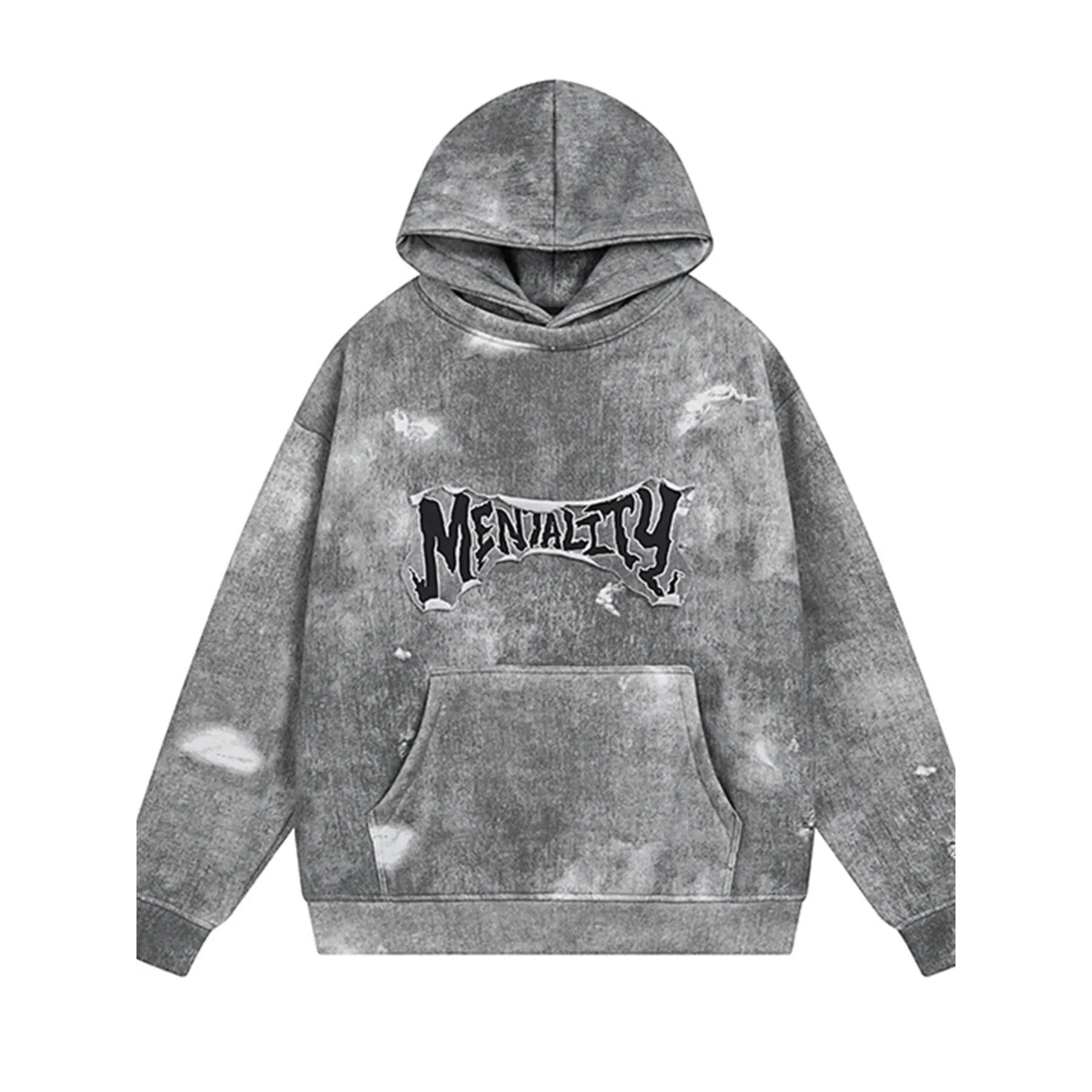 Distressed Long Sleeve Hoodie – Oversized Streetwear Pullover - DYNIM