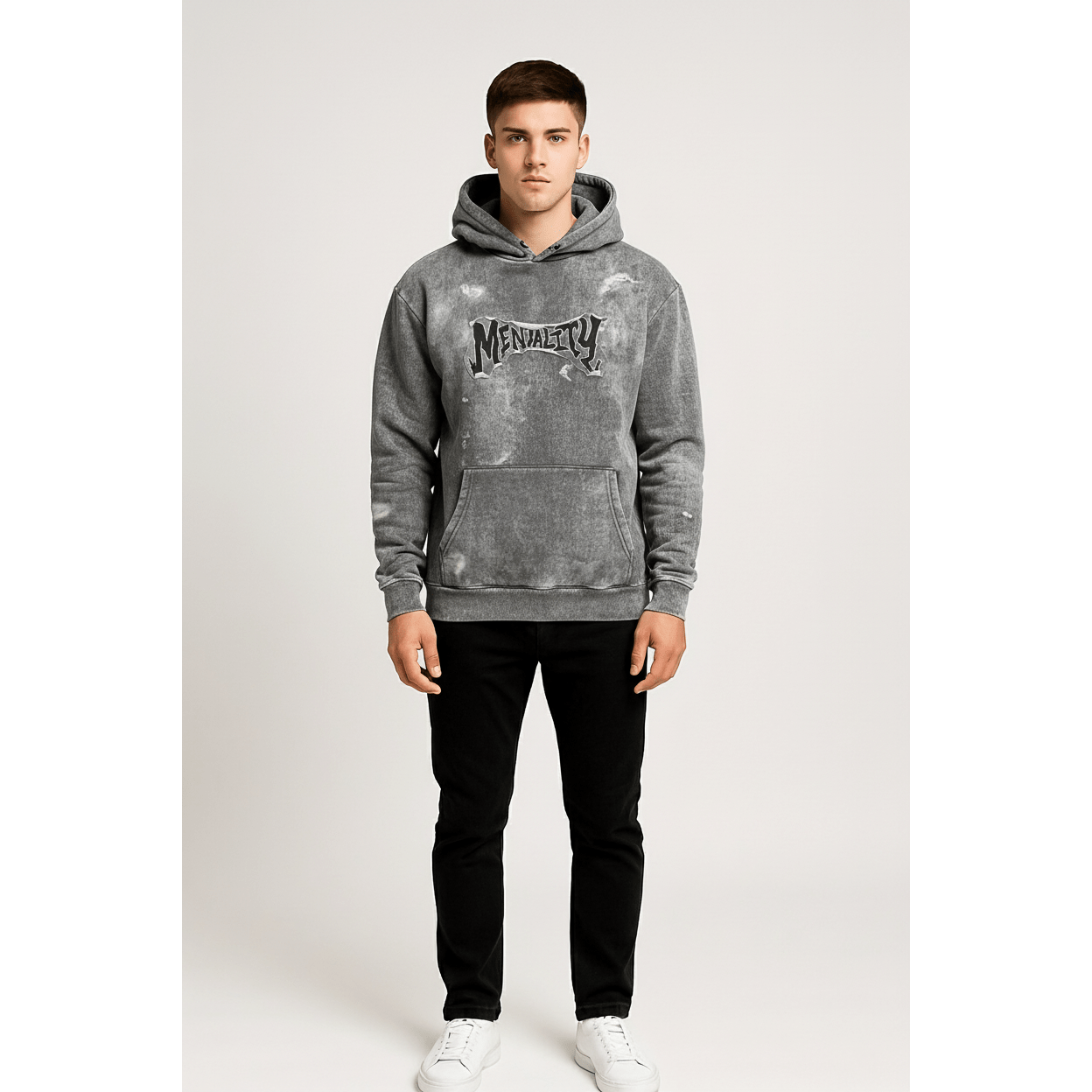 Distressed Long Sleeve Hoodie – Oversized Streetwear Pullover - DYNIM