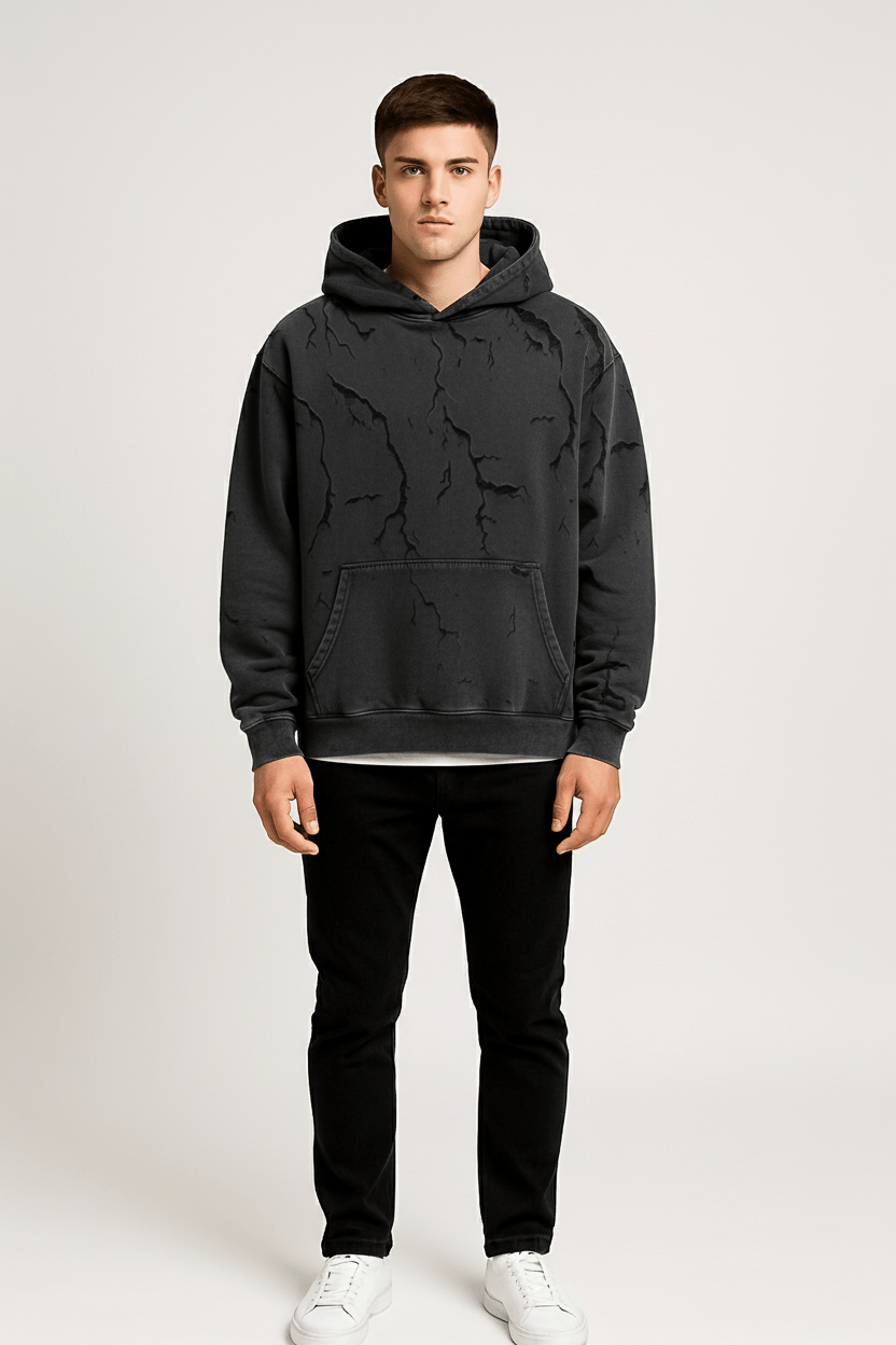 Distressed Long Sleeve Hoodie – Vintage Oversized Streetwear Pullover - DYNIM