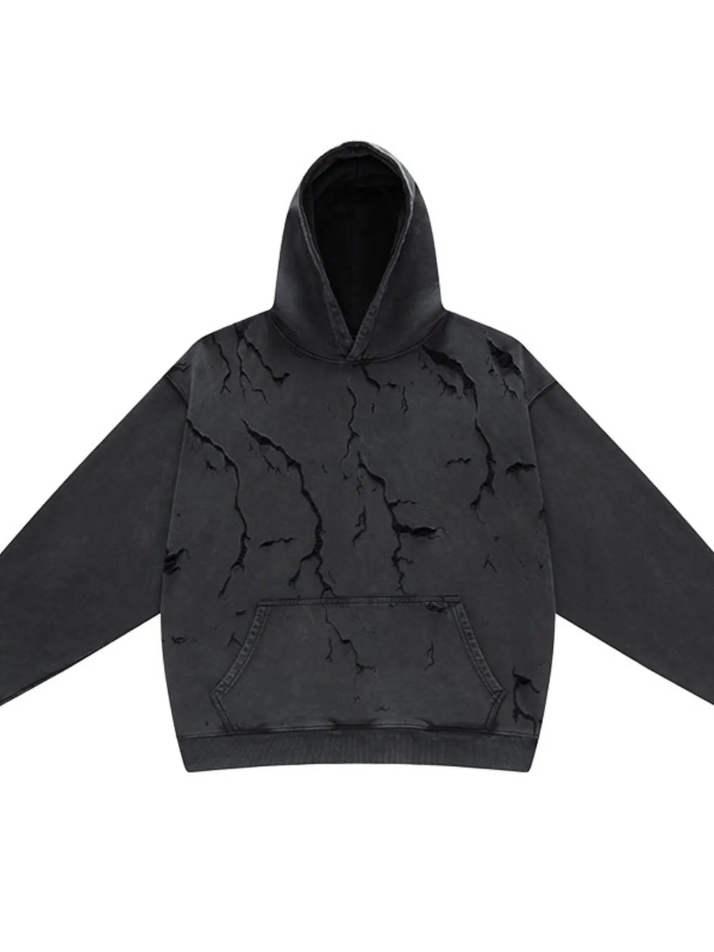 Distressed Long Sleeve Hoodie – Vintage Oversized Streetwear Pullover - DYNIM