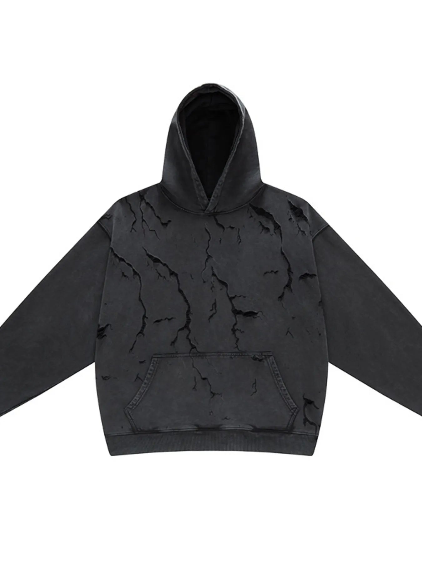Distressed Long Sleeve Hoodie – Vintage Oversized Streetwear Pullover - DYNIM