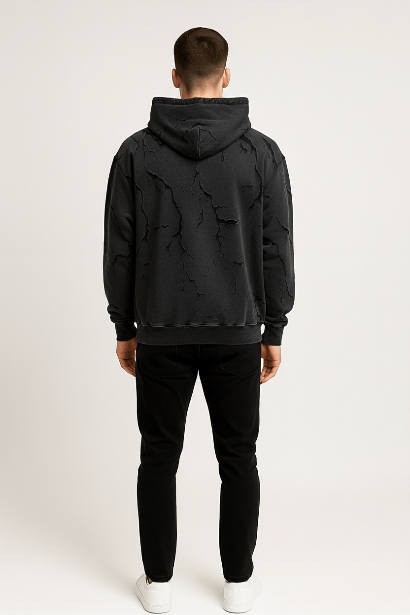 Distressed Long Sleeve Hoodie – Vintage Oversized Streetwear Pullover - DYNIM