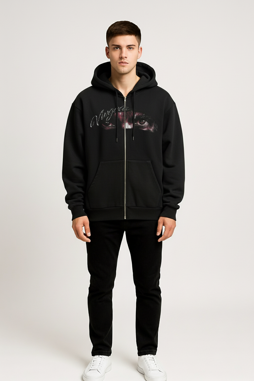 Oversized Graphic Zip-Up Hoodie – Streetwear Jacket with Pockets