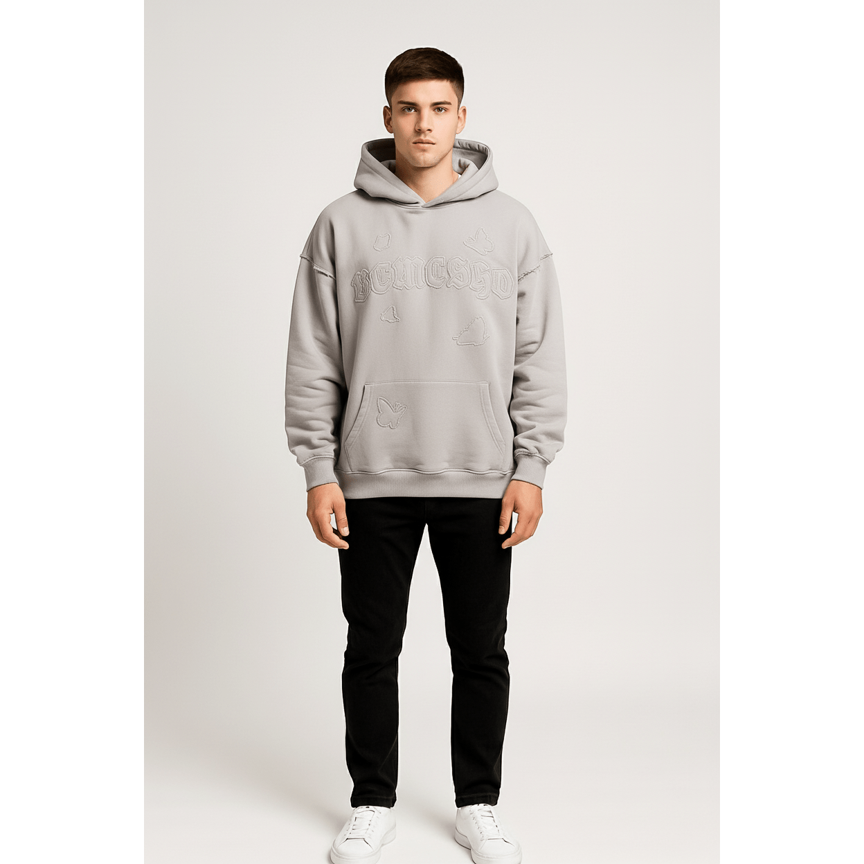 Frayed Hem Long Sleeve Hoodie – Oversized Streetwear Pullover - DYNIM