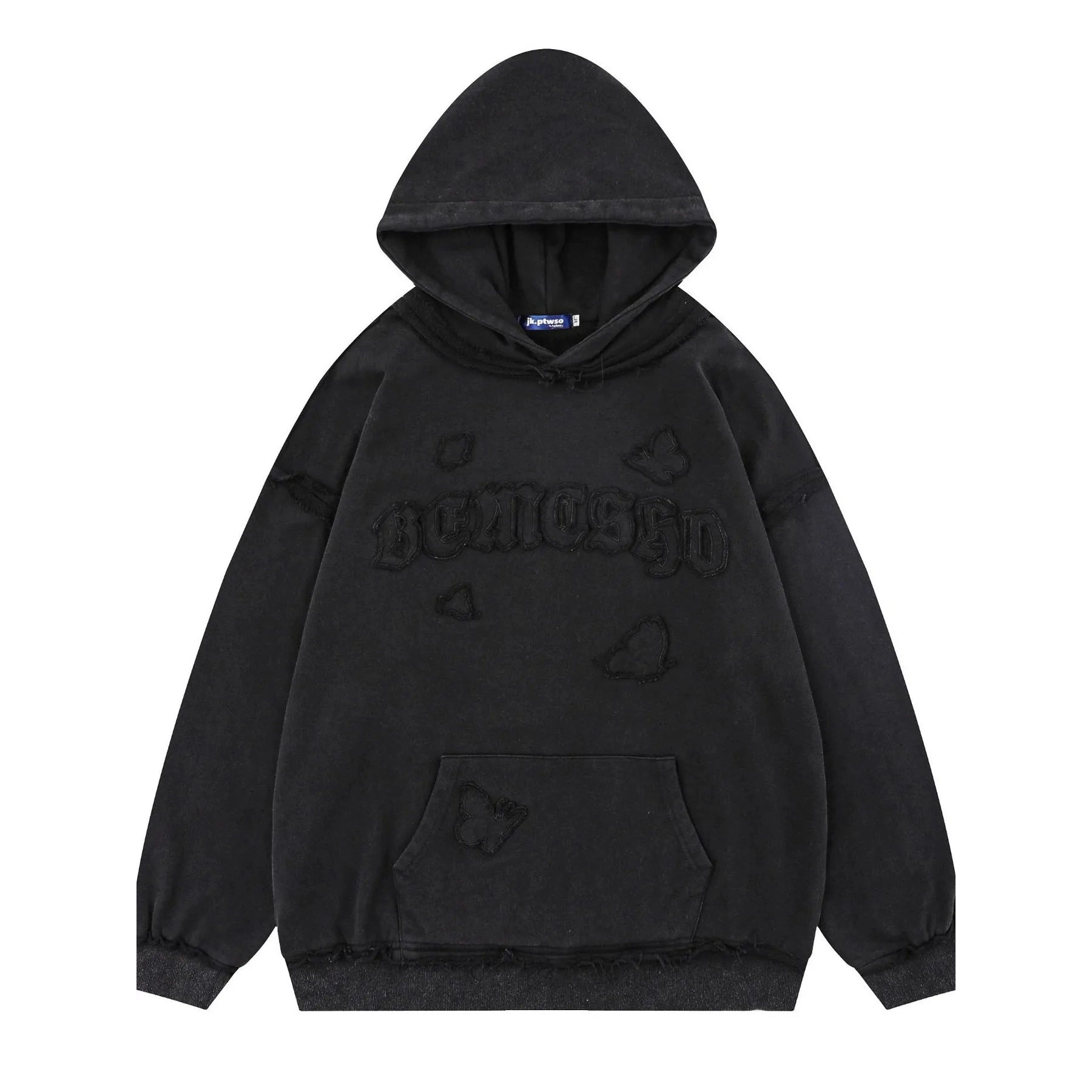 Frayed Hem Long Sleeve Hoodie – Oversized Streetwear Pullover - DYNIM