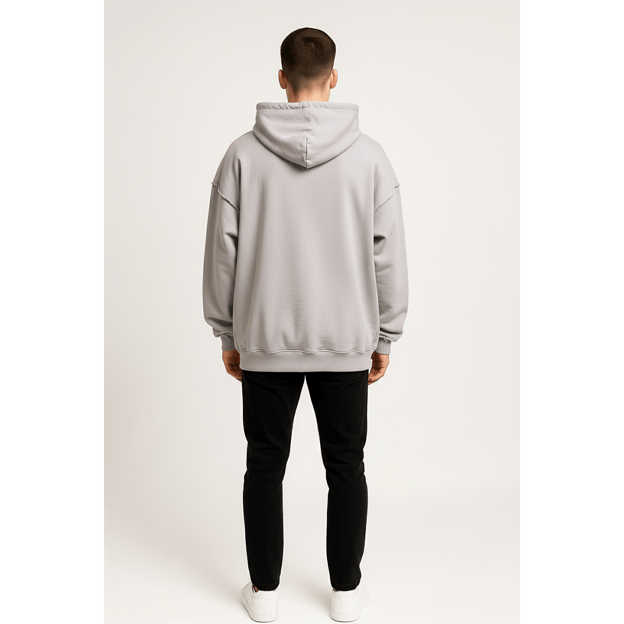 Frayed Hem Long Sleeve Hoodie – Oversized Streetwear Pullover - DYNIM