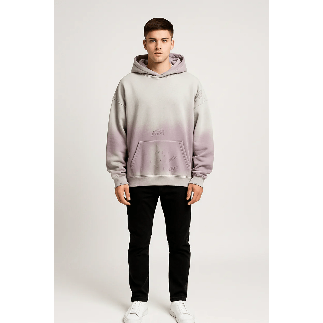 Gradient Long Sleeve Hoodie – Oversized Streetwear Pullover - DYNIM