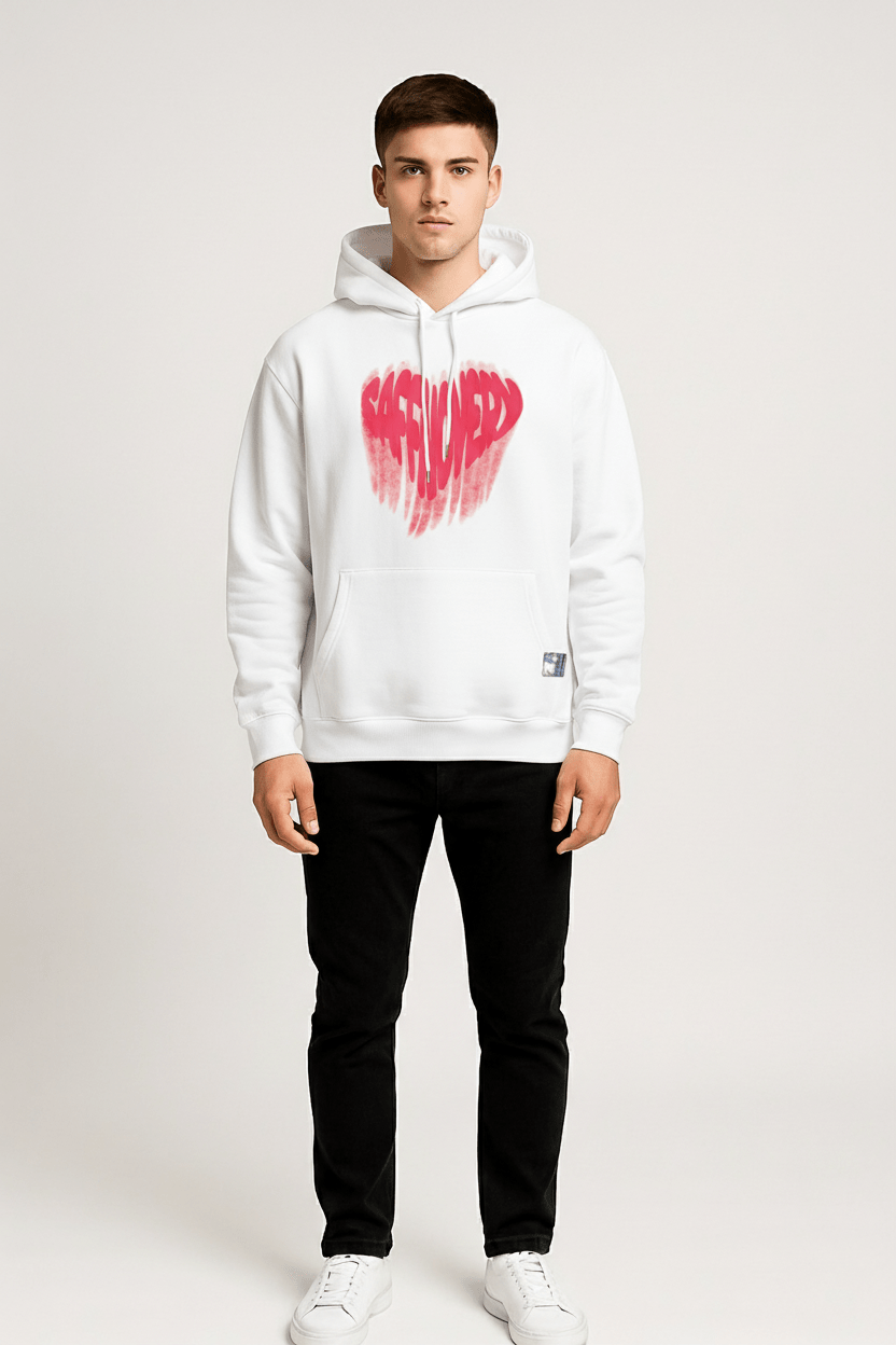 Heart Graphic Oversized Hoodie – Streetwear Pullover - DYNIM