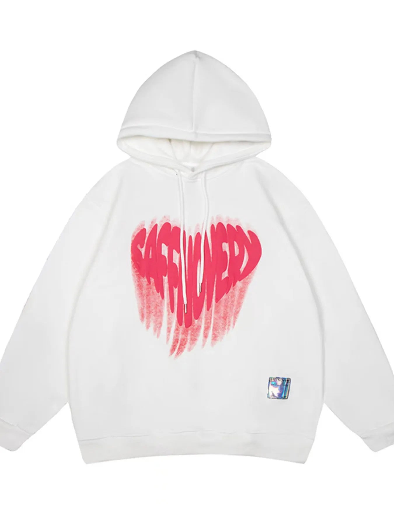 Heart Graphic Oversized Hoodie – Streetwear Pullover - DYNIM
