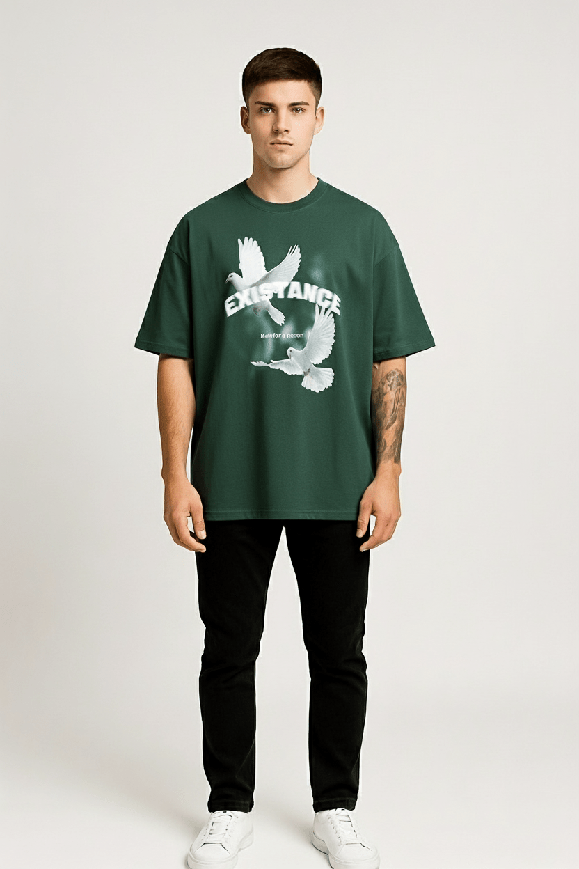 Oversized Graphic Round Neck T-Shirt – Short Sleeve Streetwear Tee - DYNIM