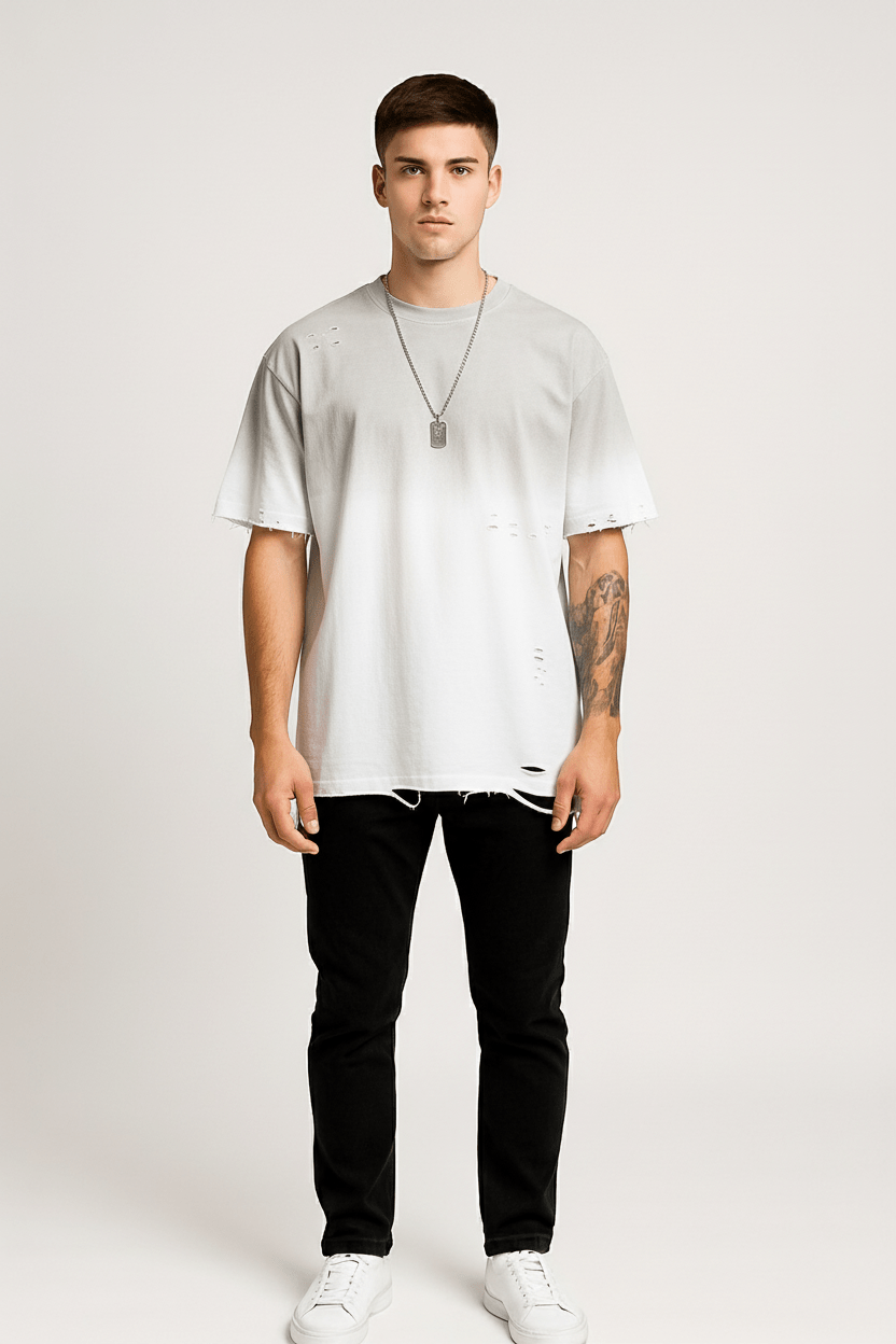 Vintage Distressed Oversized T-Shirt – Short Sleeve Streetwear Tee - DYNIM