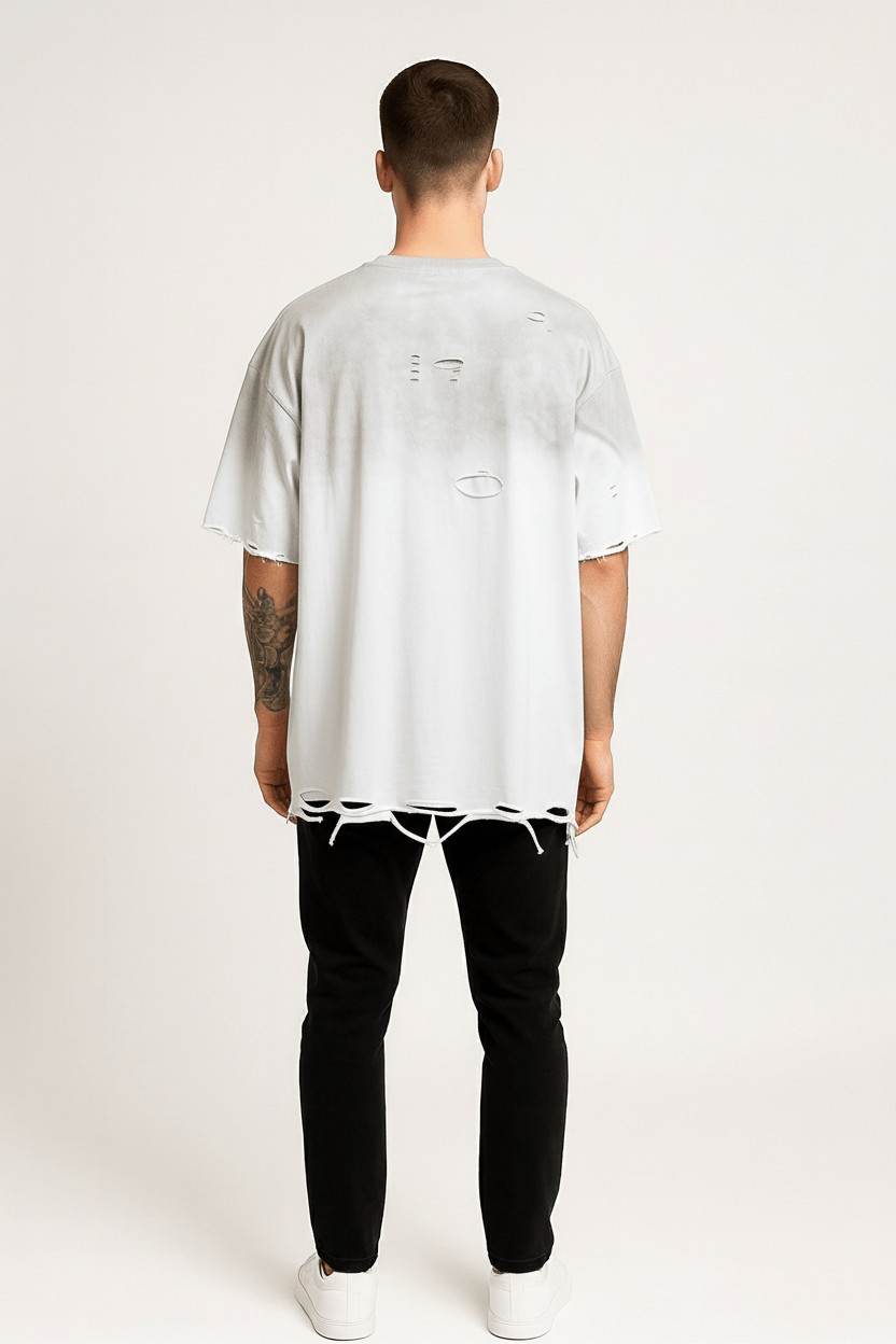 Vintage Distressed Oversized T-Shirt – Short Sleeve Streetwear Tee - DYNIM