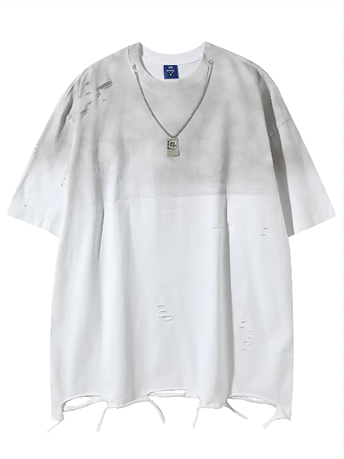Vintage Distressed Oversized T-Shirt – Short Sleeve Streetwear Tee - DYNIM